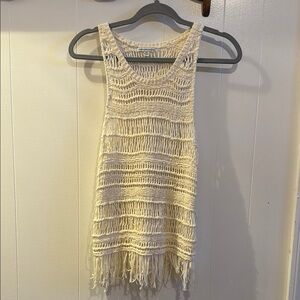 American Eagle Outfitters Cream Crochet Tank Top